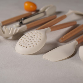набор кухонных инструментов Kitchen set White 11 шт, дерево, силикон