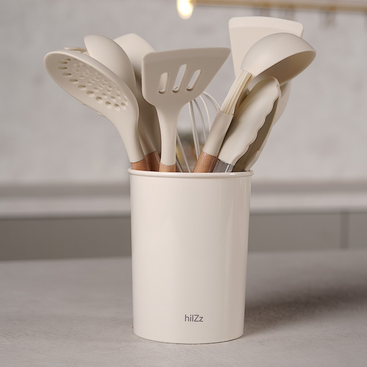 набор кухонных инструментов Kitchen set White 11 шт, дерево, силикон